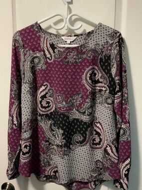 Northern Reflections Purple Paisley Long-Sleeve Tee